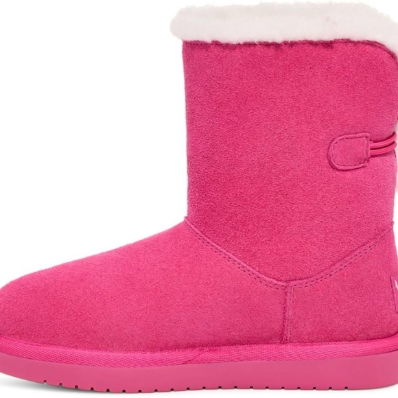 Koolaburra by Ugg Kids Nalie Short Boots Pink White Fur Winter Boots size 1 - Picture 10 of 12